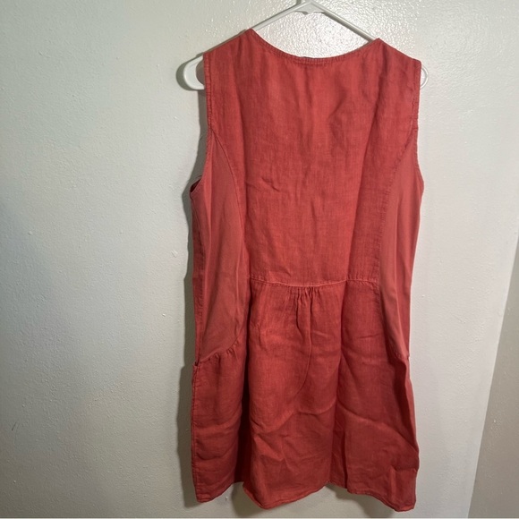 Blu Orchid Linen Shift Dress Pink Textured Floral Neckline XL - Picture 6 of 10